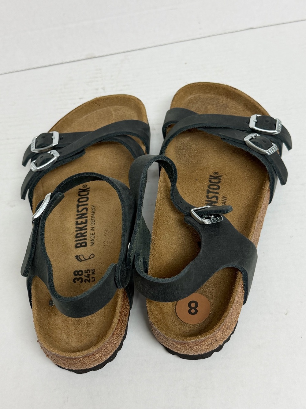 NEW Birkenstock Kumba Leather Adjustable Sandals Black Womens 7 EU 38 Reg READ - Picture 6 of 7